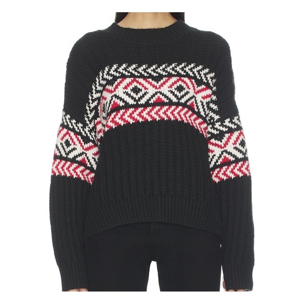 Sanctuary Instaria Sweater In Black Multi Is‎ Geometric Fair Isle Pattern Size S